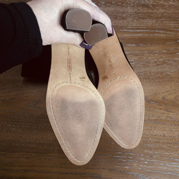 Vince Camuto Womens Phranzie High Boots Size 7 Suede Leather Side Zip Black Sexy - Picture 3 of 9